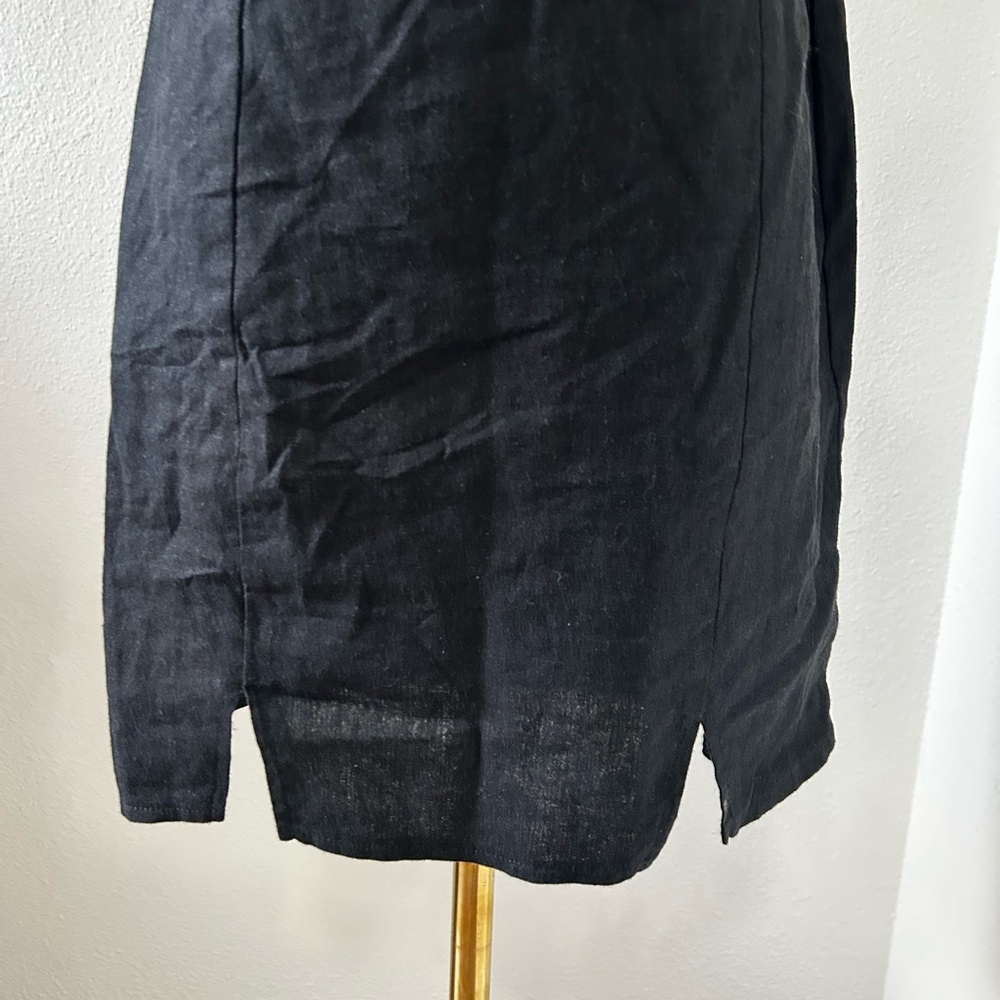 Wild Fable Black Linen Blend Smocked Top Mini Dress - Picture 2 of 9